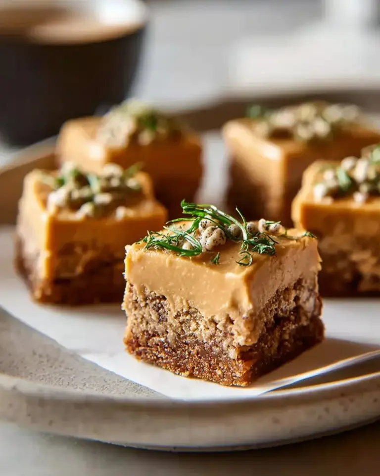 Moist zucchini bars with caramel frosting on a wooden table