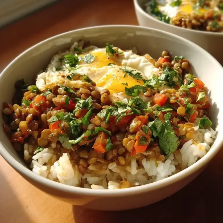 Delicious and nutritious quick Lentil Rice Bowls with vibrant vegetables