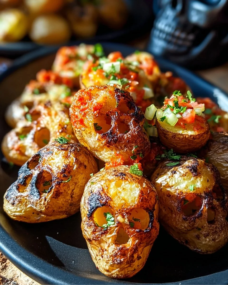 Skull-shaped potatoes perfect for Halloween-themed dishes