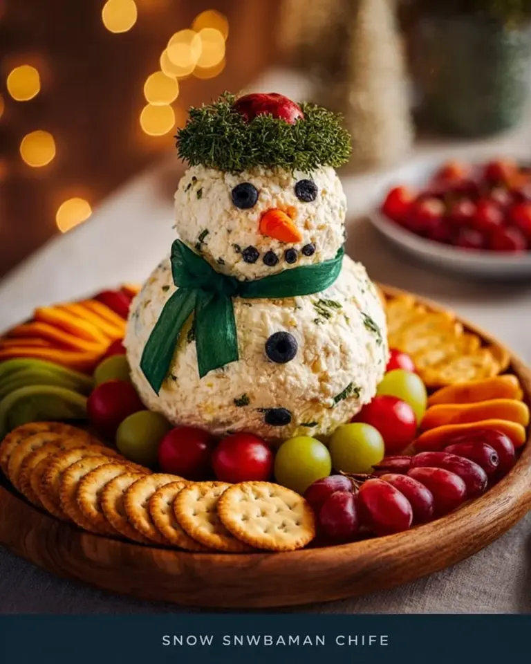 Festive snowman cheese ball recipe for holiday gatherings