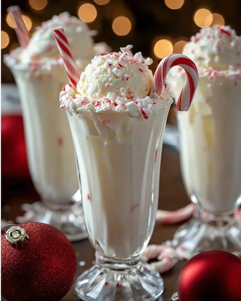 Delicious peppermint float topped with whipped cream and festive sprinkles