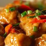 Delicious Asian Coconut Chicken served with vegetables and rice