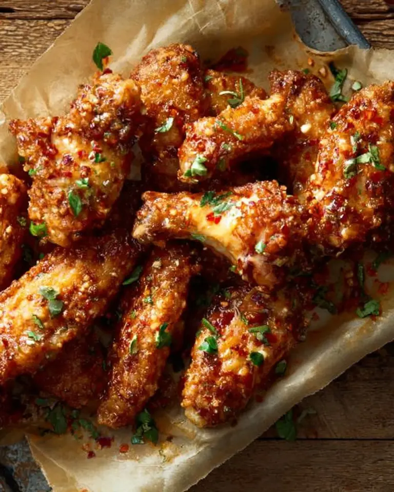 Plate of delicious Bang Bang Chicken garnished with green onions and sesame seeds.