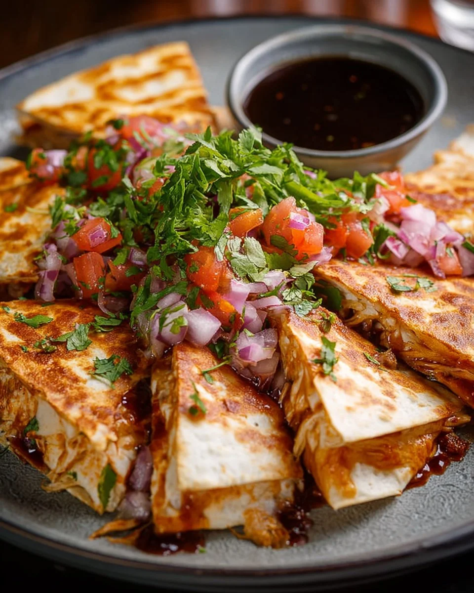 Delicious BBQ Chicken Quesadillas with melted cheese and grilled chicken