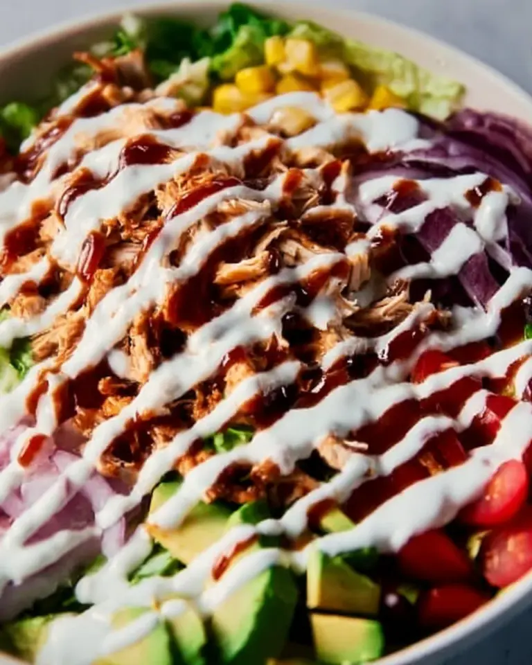 Delicious BBQ Chicken Salad with grilled chicken, fresh veggies, and tangy dressing