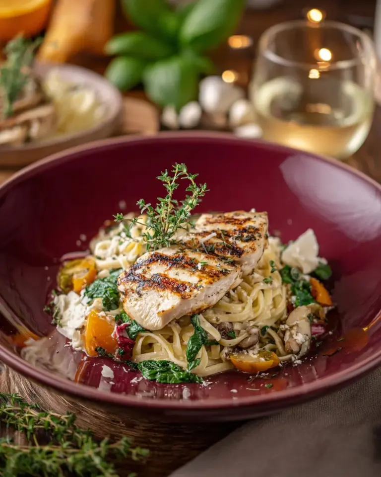 Boursin Orzo Bake with Chicken and Vegetables in a casserole dish
