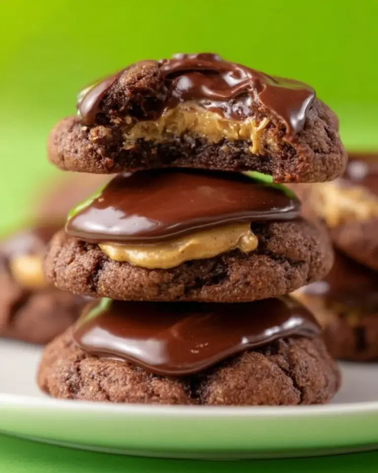 Delicious Buckeye Cookies with chocolate and peanut butter filling