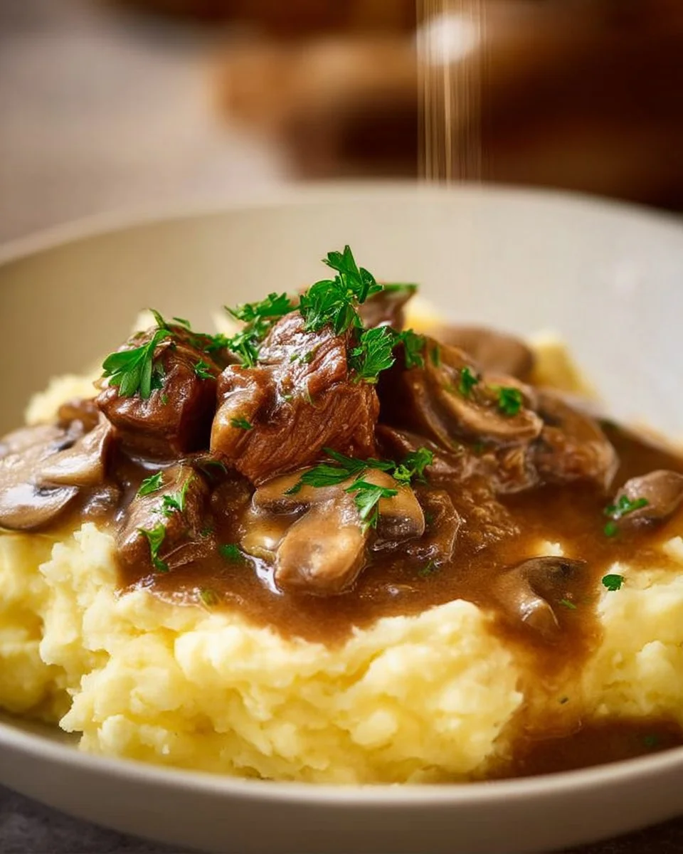 Delicious Beef Stroganoff with Mashed Potatoes