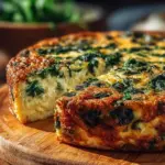 Cottage cheese and spinach crustless quiche in a baking dish