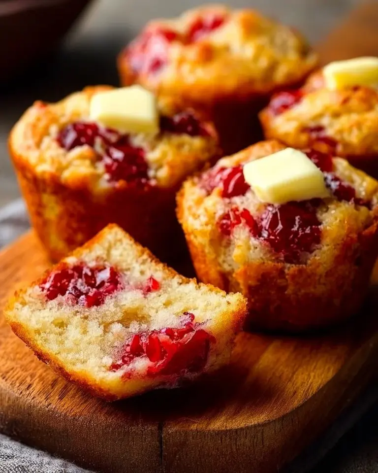Cranberry Sauce Eggnog Muffins on a festive plate with holiday decorations