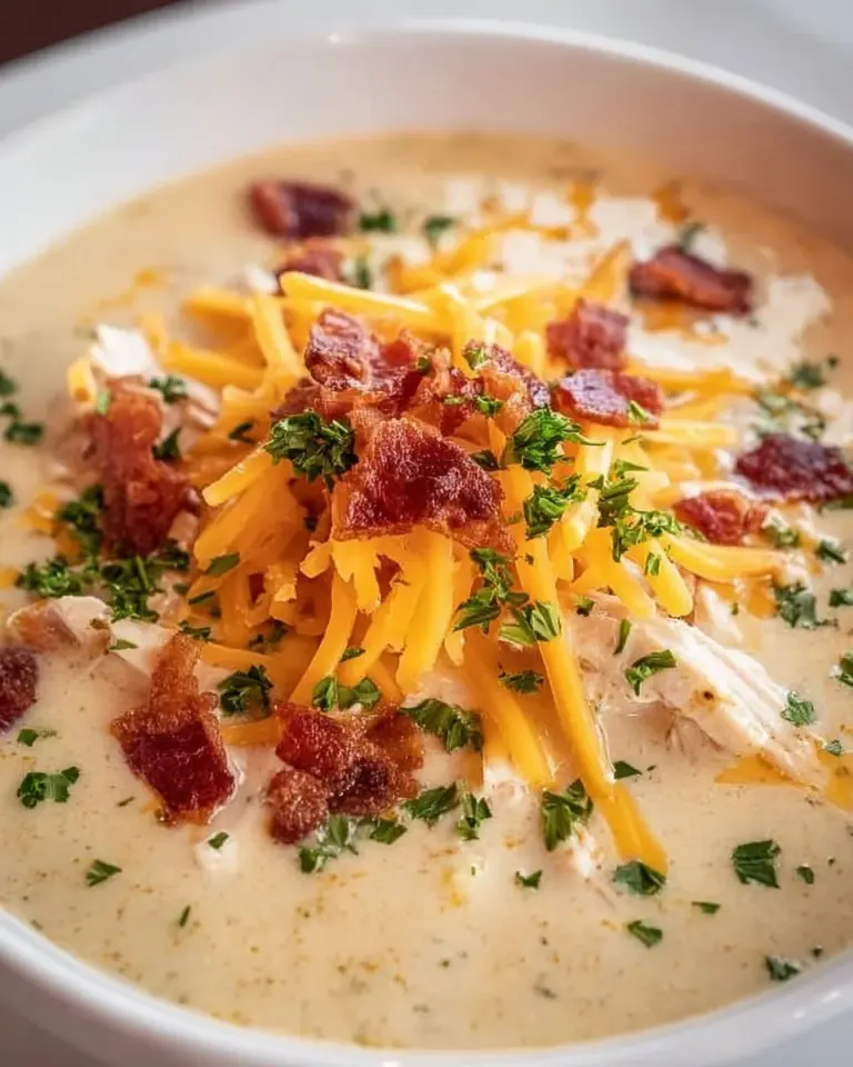 Creamy Keto Chicken Soup with cream cheese in a bowl