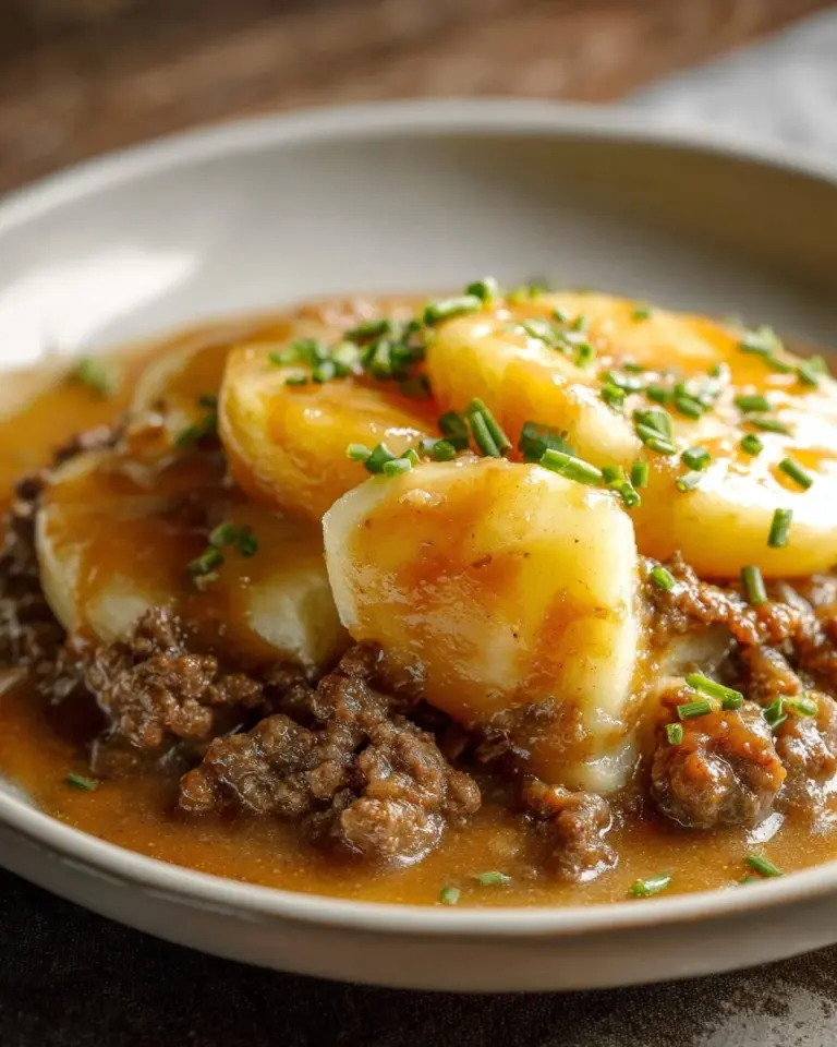 Delicious Crockpot Hamburger Potato Casserole served in a bowl
