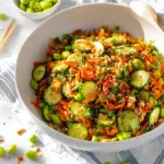 Cucumber Salad with crispy rice and fresh ingredients.