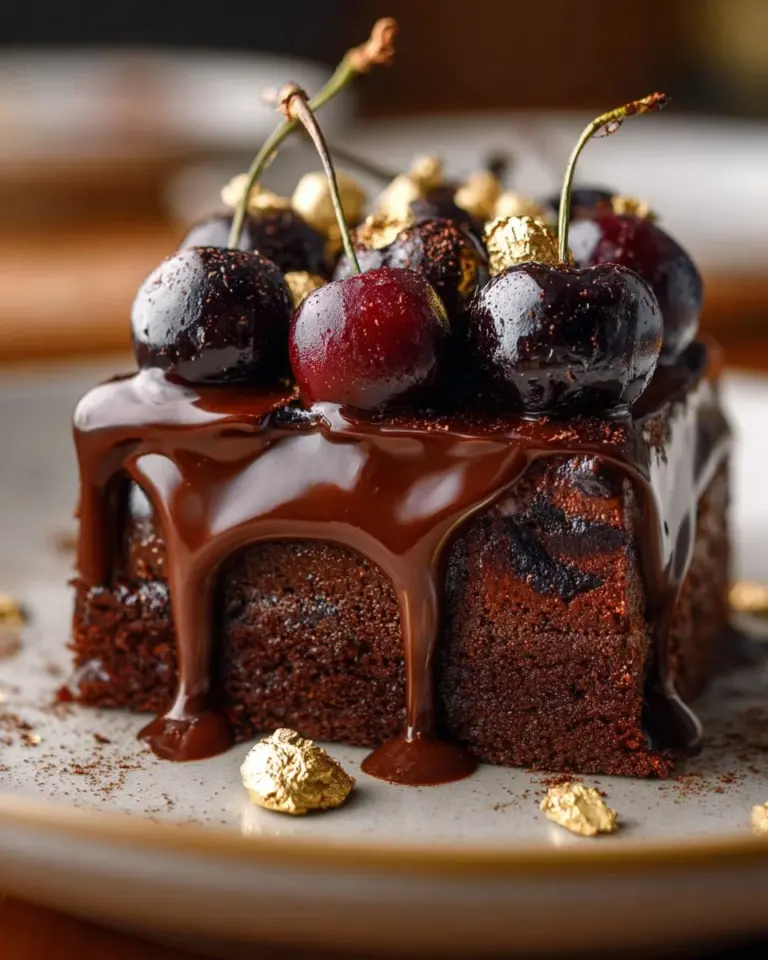 Sliced Ferrero Rocher Black Forest Cake topped with chocolate and hazelnuts