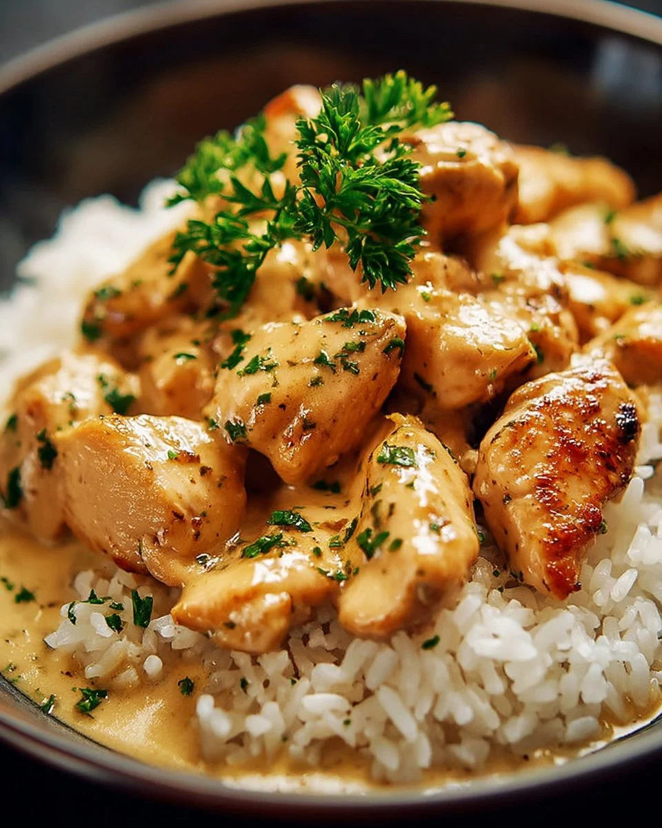 Delicious ranch chicken cooked in a crockpot, garnished with herbs.