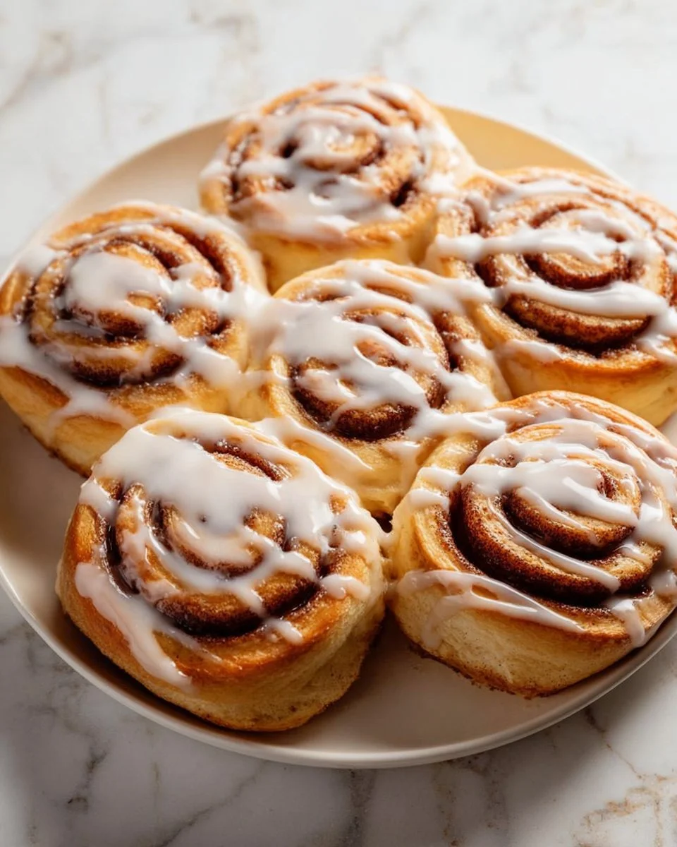 Delicious freshly baked eggnog cinnamon rolls topped with icing