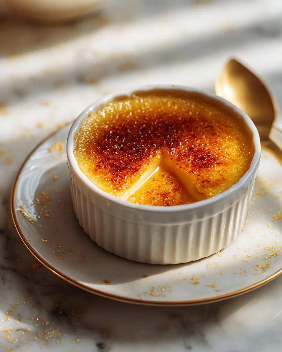 Delicious Eggnog Crème Brûlée with a caramelized sugar crust