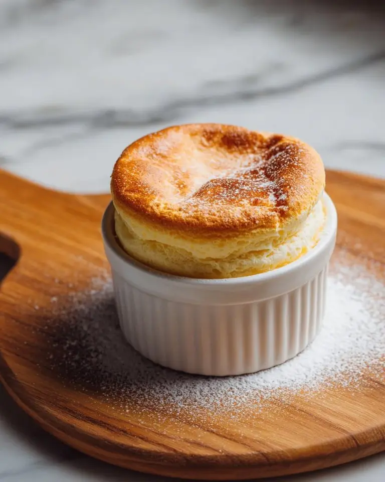 Delicious Eggnog Soufflé served on a festive table with holiday decorations.
