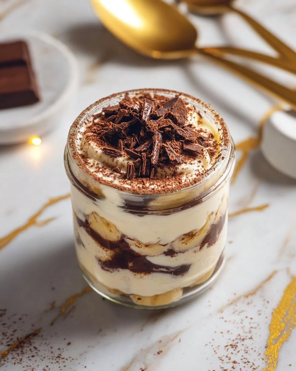 Espresso Overnight Oats topped with a creamy mascarpone layer