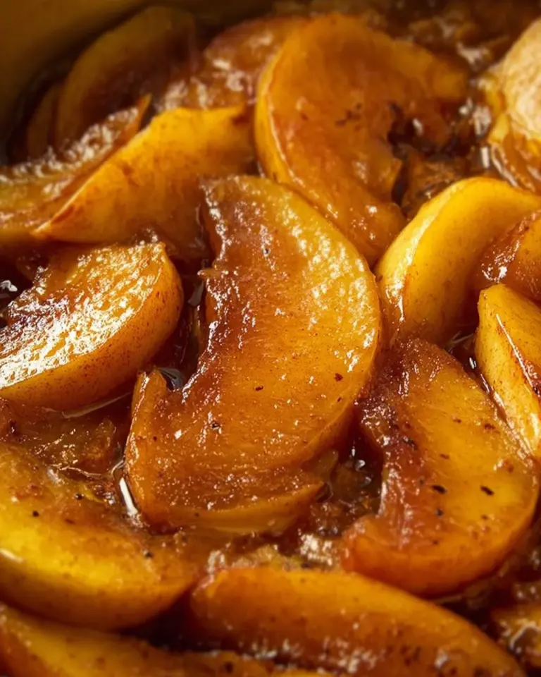 Delicious fried apples served in a bowl, highlighting their golden brown color.