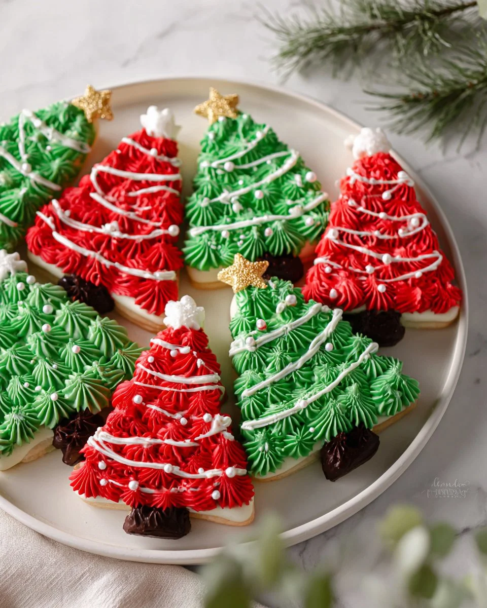 Frosted Christmas brownies decorated for the holidays