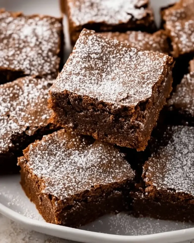 Deliciously spiced gingerbread brownies on a white plate.
