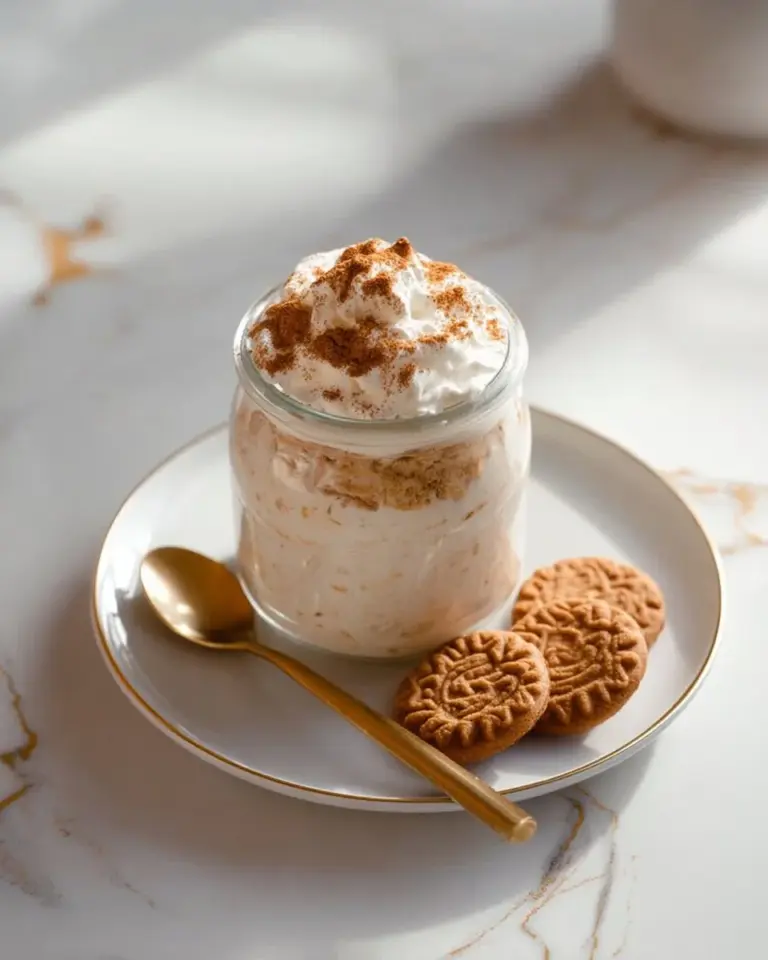 Bowl of gingerbread overnight oats topped with spices and nuts