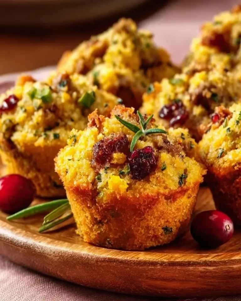 Golden cornbread stuffing bites served on a platter for a festive occasion