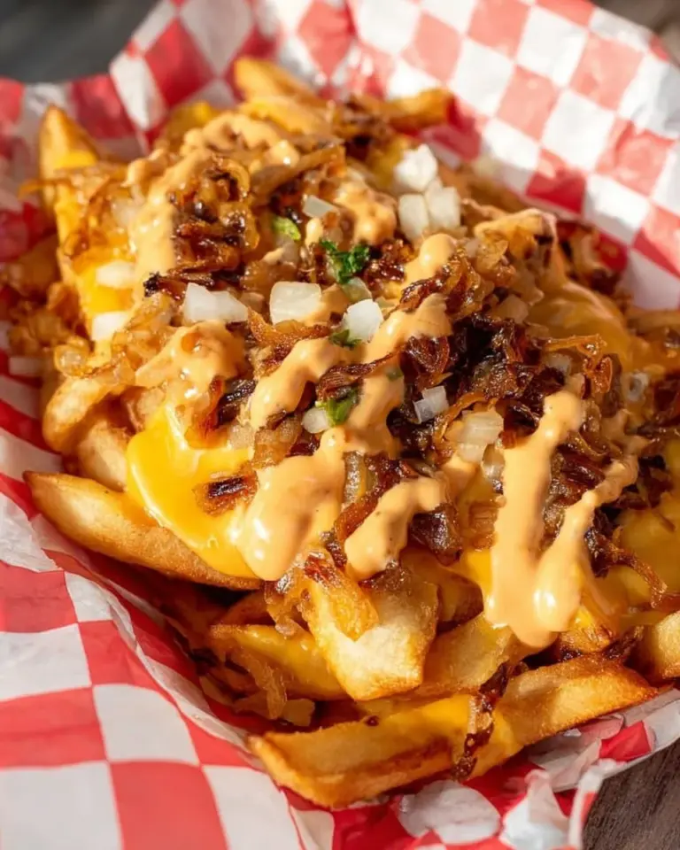 In-N-Out Animal Style Fries with cheese and grilled onions