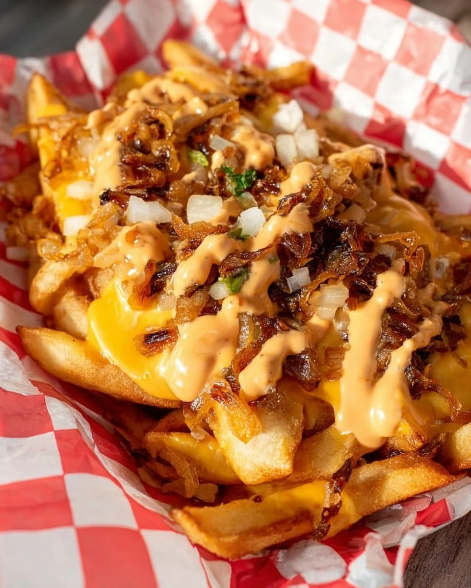 In-N-Out Animal Style Fries with cheese and grilled onions