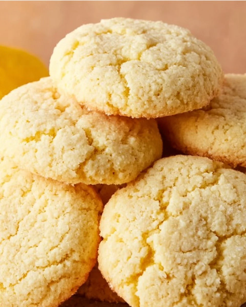 Freshly baked Lemon Almond Flour Cookies on a plate