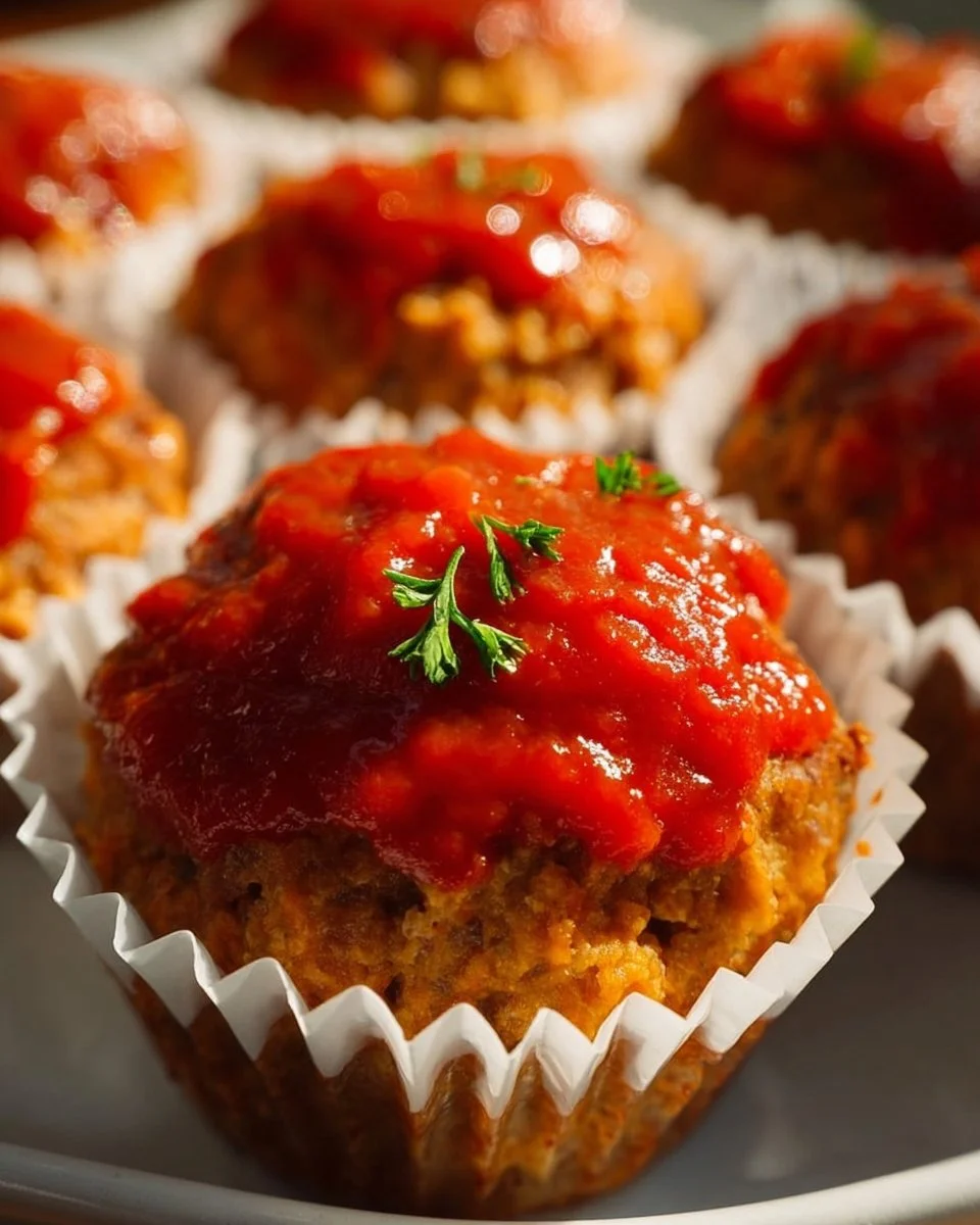 Delicious meatloaf muffins with oatmeal served on a plate