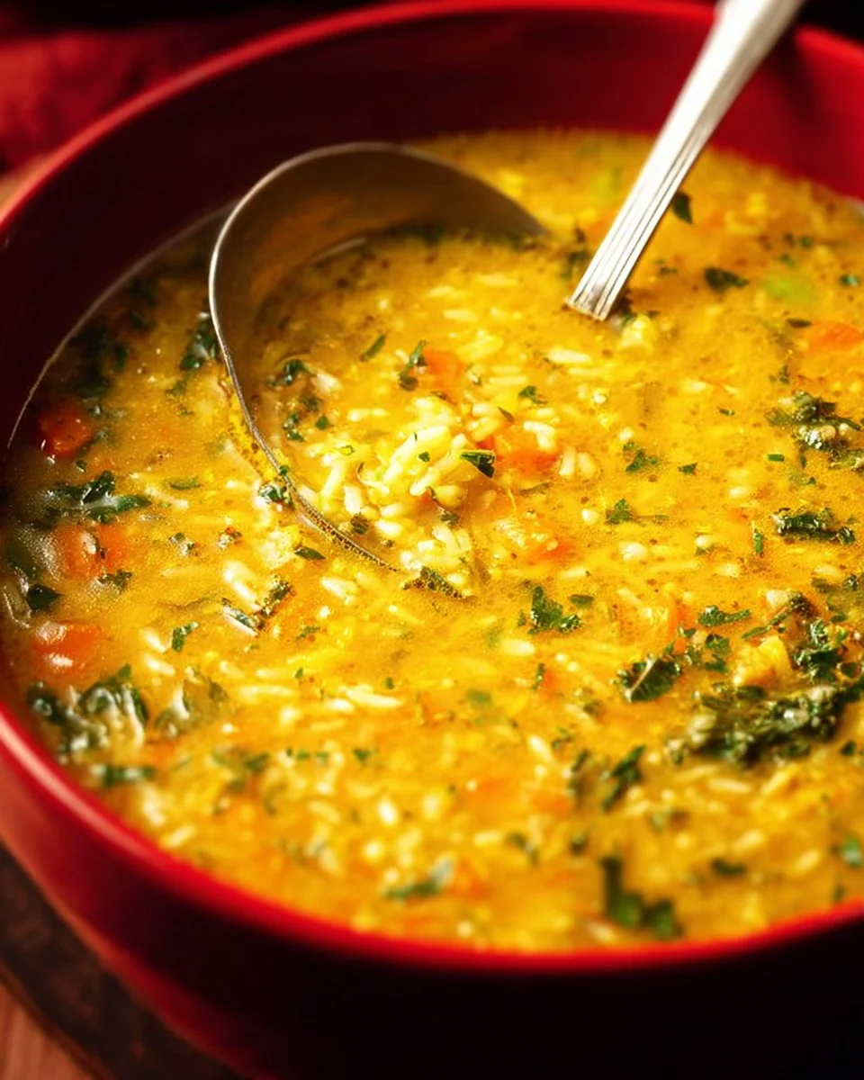 Bowl of delicious homemade mulligatawny soup with spices and vegetables