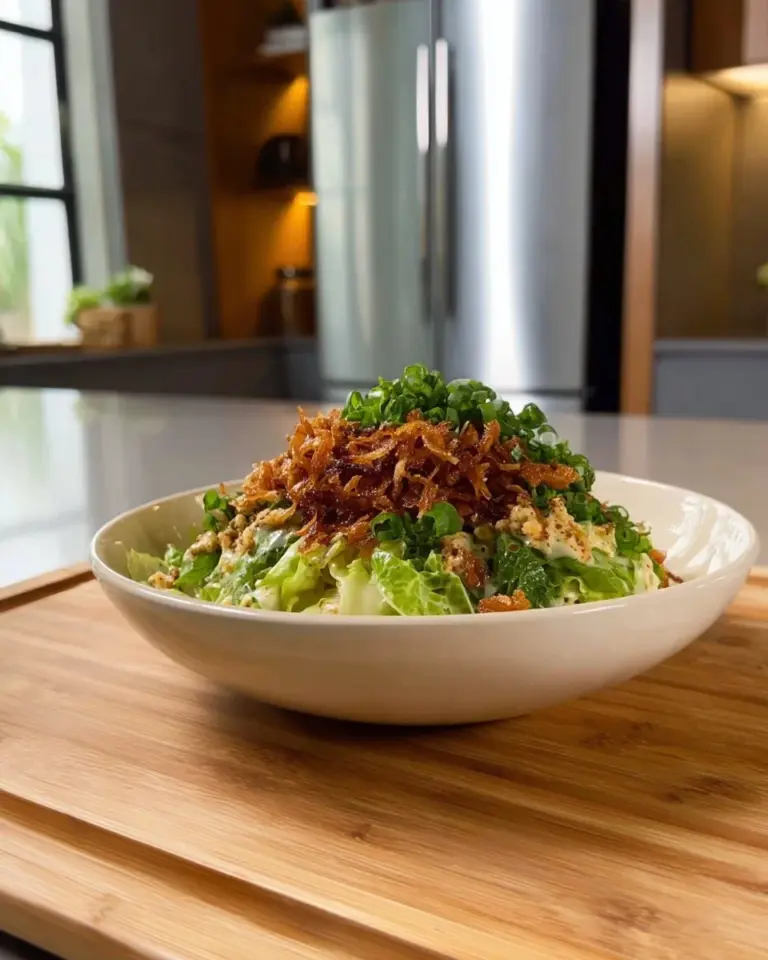 Crispy rice cucumber salad with lemon tahini dressing served in a bowl