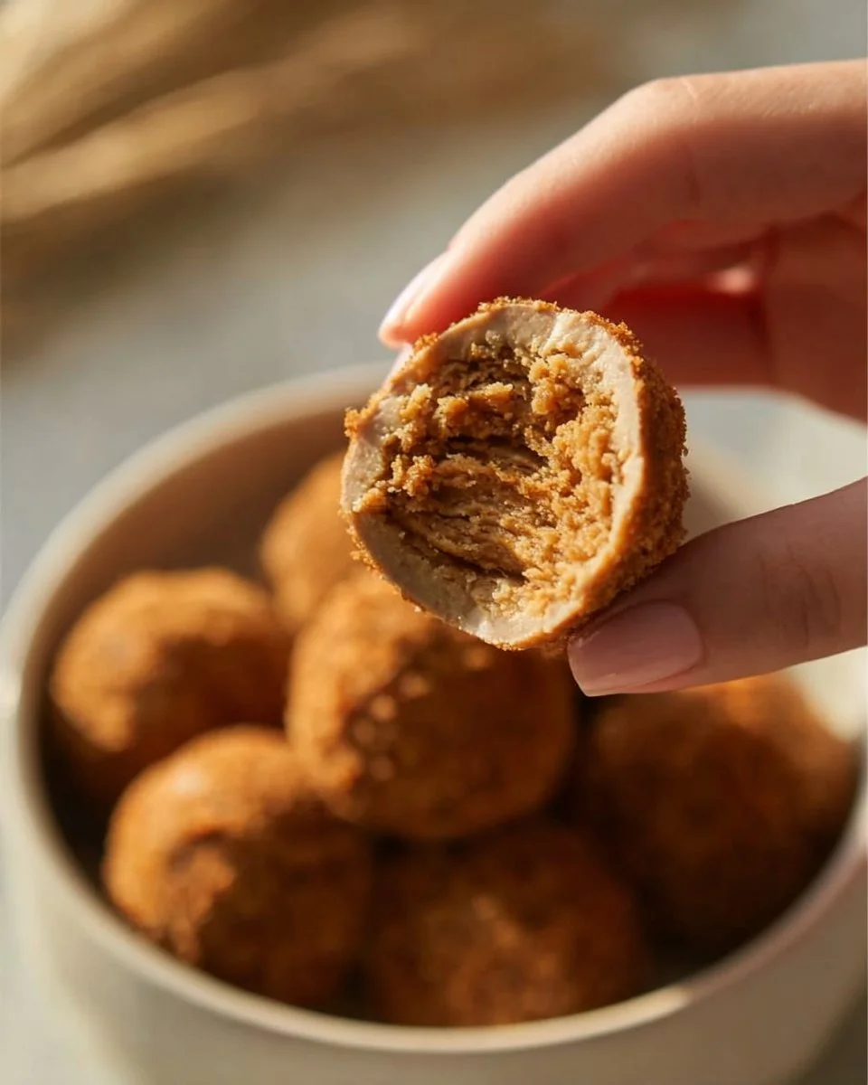 Delicious no-bake Biscoff truffles coated in chocolate and dusted with cookie crumbs.
