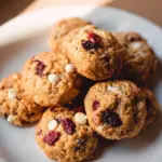 Baked Oatmeal Chocolate Cranberry Cookies on a plate, ready to enjoy.