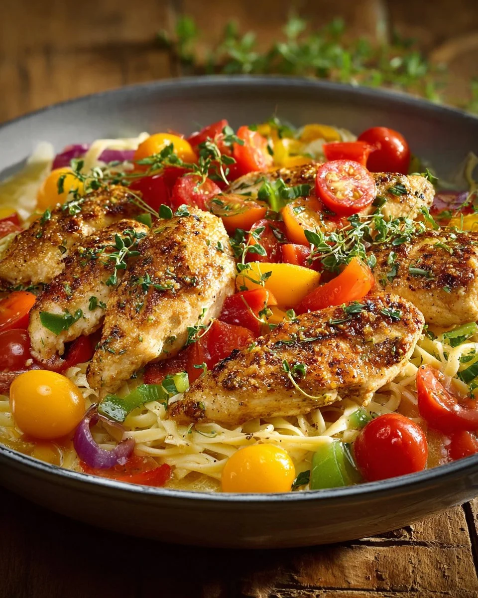Delicious Olive Garden-inspired Chicken Scampi served with pasta