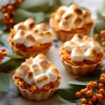 Pecan Sweet Potato Casserole Cups topped with crunchy pecans