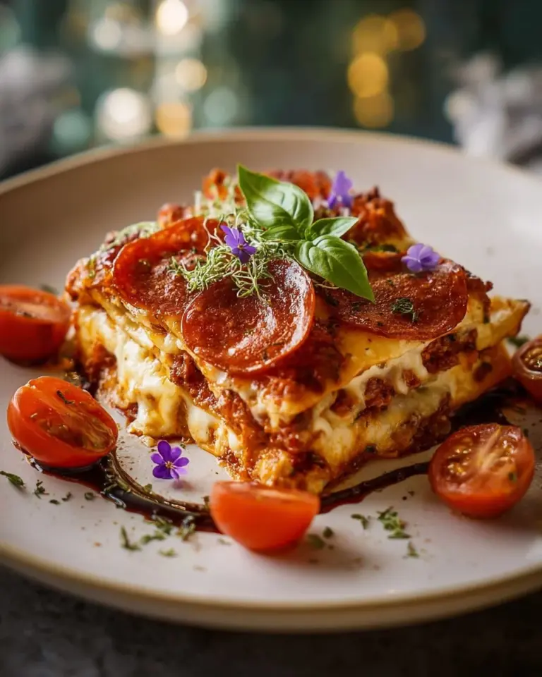 Pepperoni Pizza Lasagna Rolls served with sauce and cheese