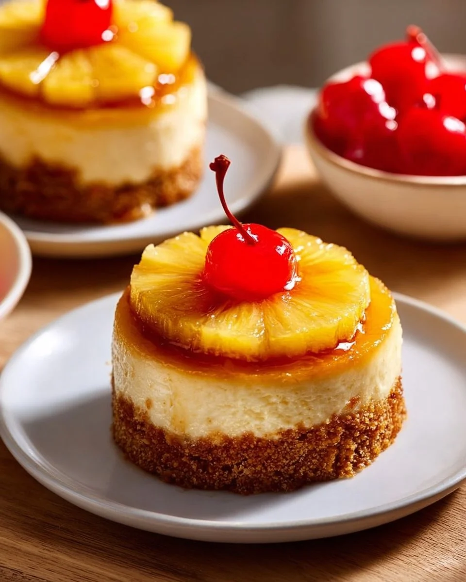 Delicious upside-down cakes served on a beautiful dessert plate