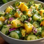 Fresh pineapple cucumber salad with vibrant colors and textures