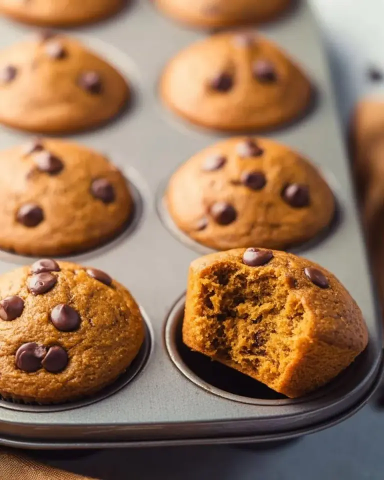 Homemade pumpkin chocolate muffins fresh out of the oven