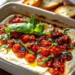 Savory Goat Cheese Bruschetta Dip served in a bowl with fresh herbs and toast.