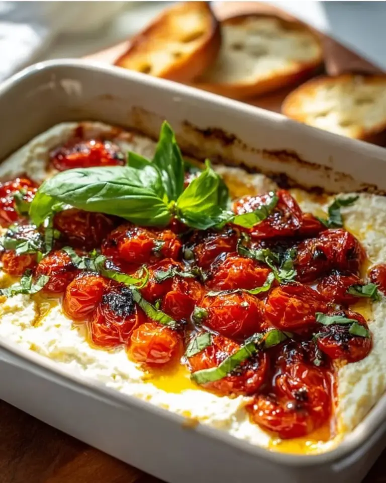 Savory Goat Cheese Bruschetta Dip served in a bowl with fresh herbs and toast.