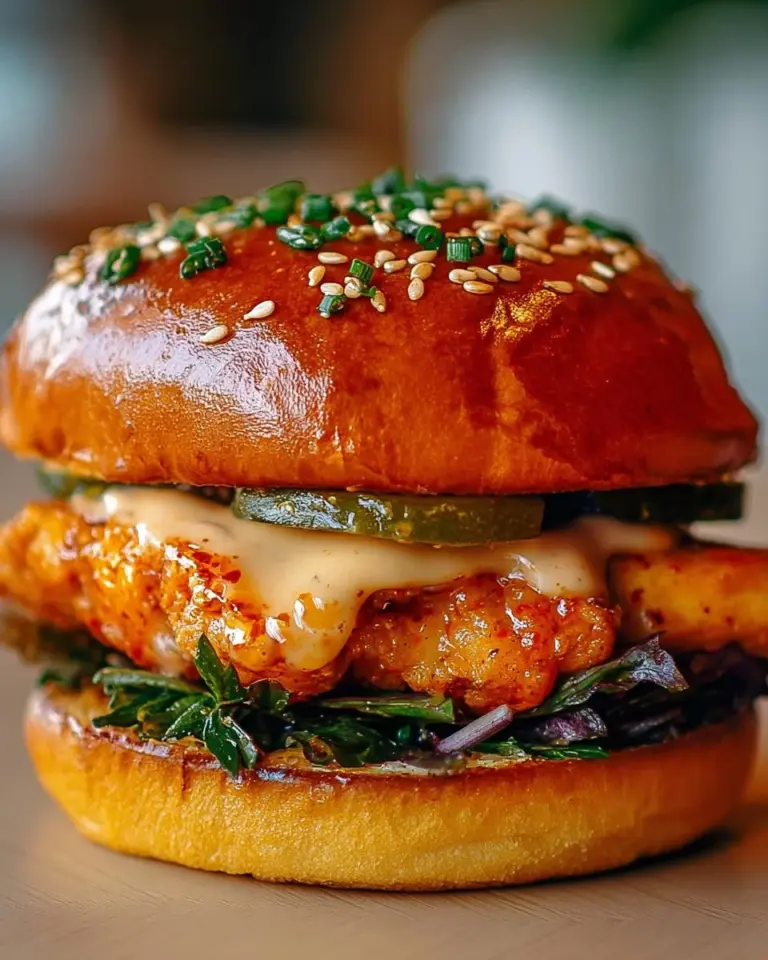 Delicious spicy chicken sandwich with fresh ingredients and crunchy toppings