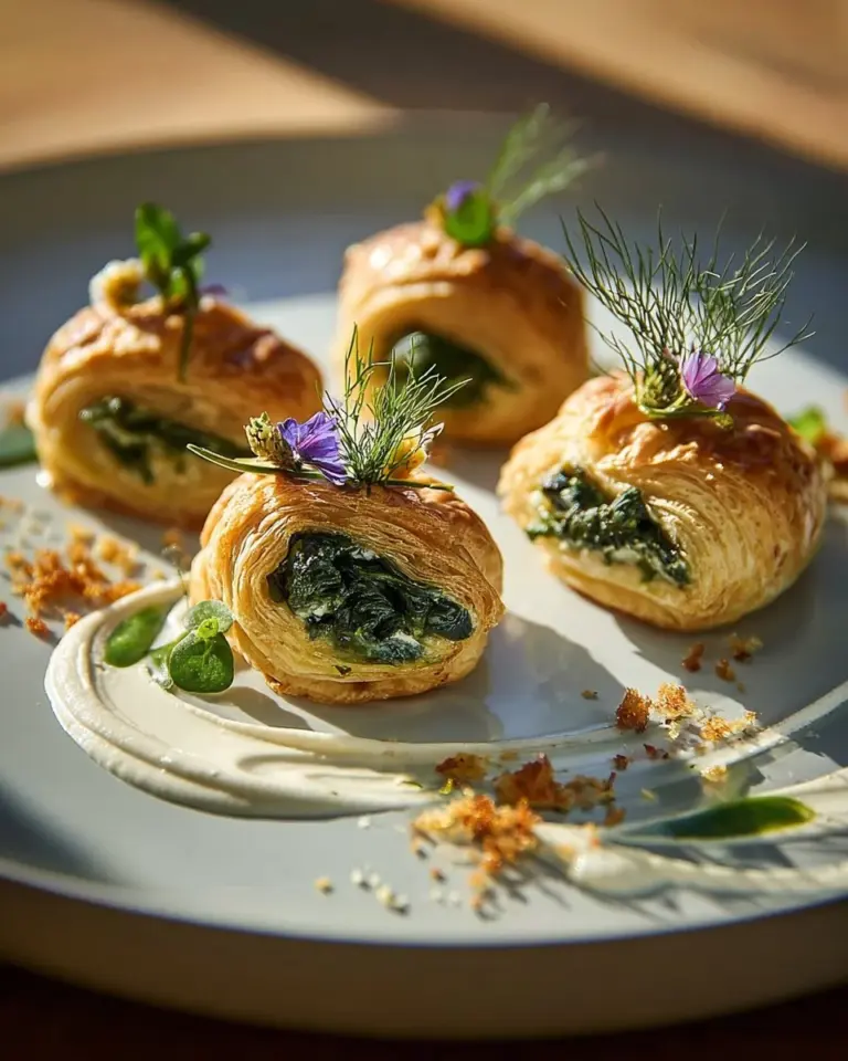 Golden brown spinach puffs stuffed with creamy spinach and cheese