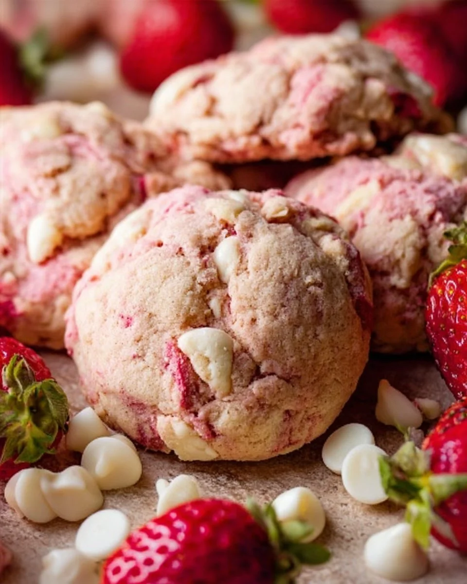 Delicious Strawberry Shortcake Cookies with fresh strawberries and cream