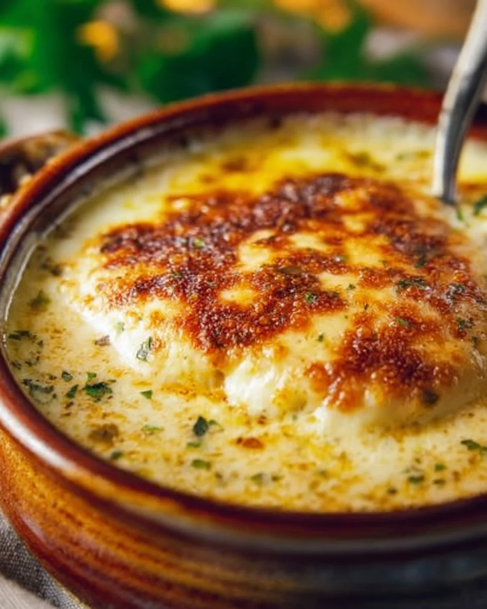 Bowl of hearty stuffed chile soup with fresh ingredients and spices