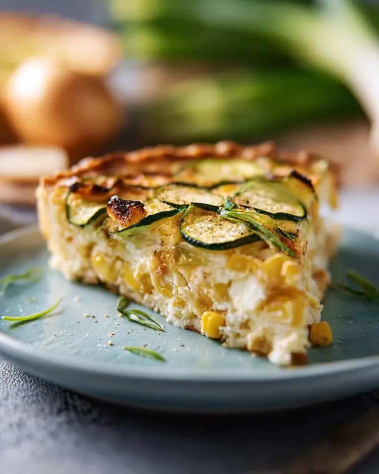 Delicious Sweet Corn Zucchini Pie with fresh ingredients