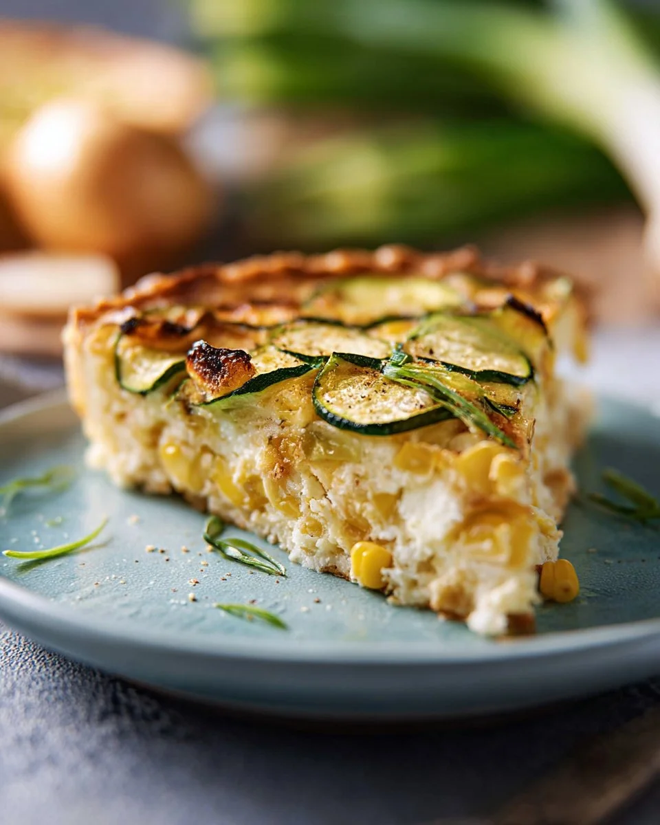 Delicious Sweet Corn Zucchini Pie with fresh ingredients